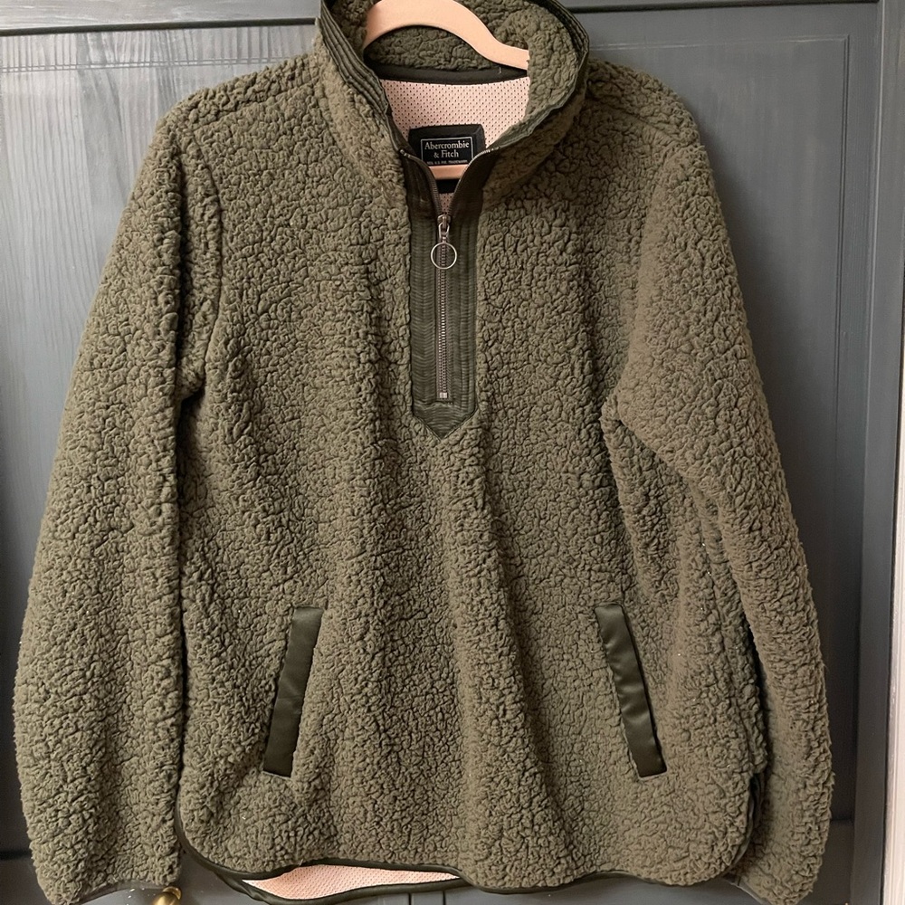 Abercrombie & Fitch Olive Green Sherpa Hoodie